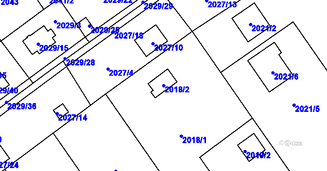 Parcela st. 2018/2 v KÚ Bolevec, Katastrální mapa
