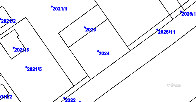 Parcela st. 2024 v KÚ Bolevec, Katastrální mapa