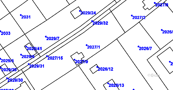 Parcela st. 2027/1 v KÚ Bolevec, Katastrální mapa
