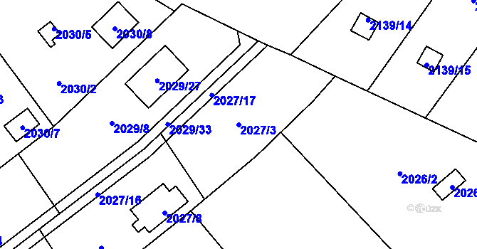 Parcela st. 2027/3 v KÚ Bolevec, Katastrální mapa