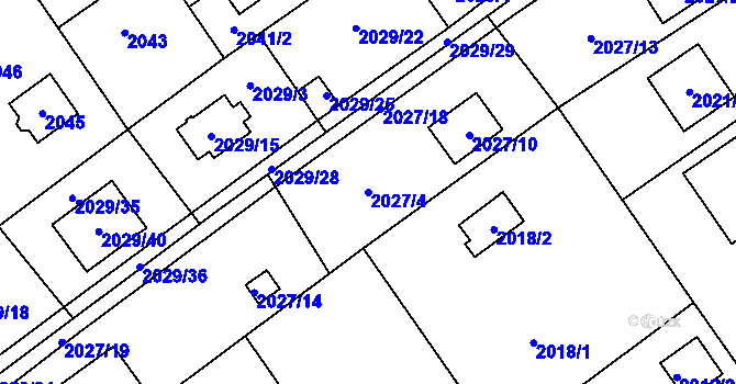 Parcela st. 2027/4 v KÚ Bolevec, Katastrální mapa