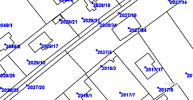 Parcela st. 2027/5 v KÚ Bolevec, Katastrální mapa