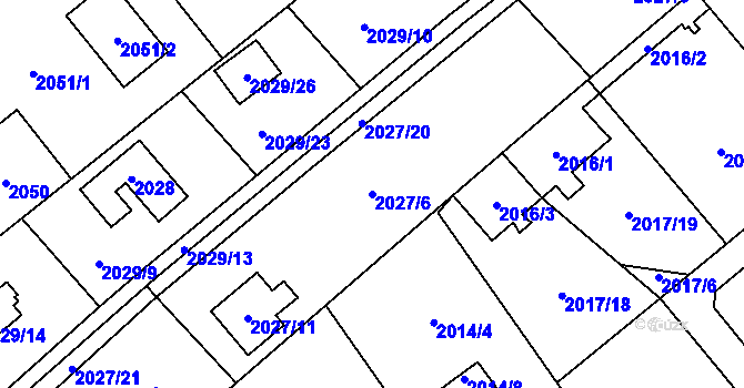 Parcela st. 2027/6 v KÚ Bolevec, Katastrální mapa