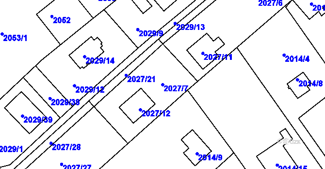 Parcela st. 2027/7 v KÚ Bolevec, Katastrální mapa