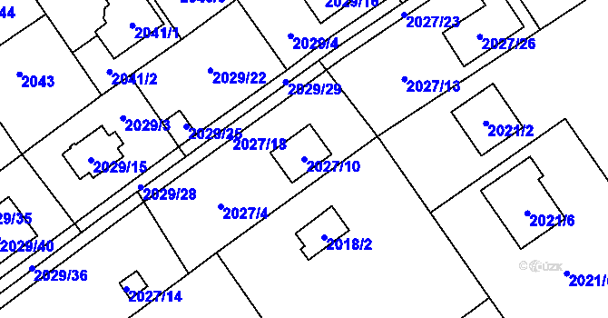 Parcela st. 2027/10 v KÚ Bolevec, Katastrální mapa