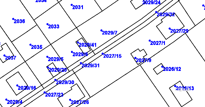 Parcela st. 2027/15 v KÚ Bolevec, Katastrální mapa