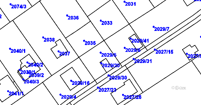 Parcela st. 2029/5 v KÚ Bolevec, Katastrální mapa