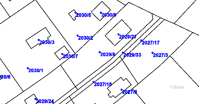 Parcela st. 2029/8 v KÚ Bolevec, Katastrální mapa