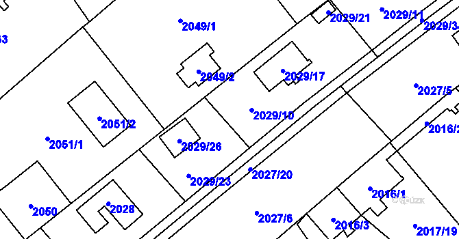 Parcela st. 2029/19 v KÚ Bolevec, Katastrální mapa