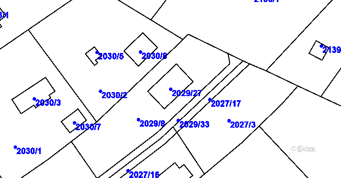 Parcela st. 2029/27 v KÚ Bolevec, Katastrální mapa