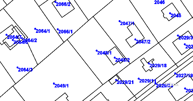 Parcela st. 2048/1 v KÚ Bolevec, Katastrální mapa