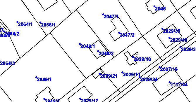Parcela st. 2048/2 v KÚ Bolevec, Katastrální mapa