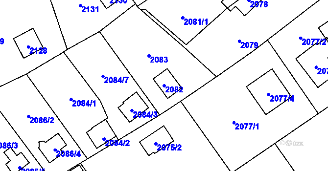 Parcela st. 2082 v KÚ Bolevec, Katastrální mapa