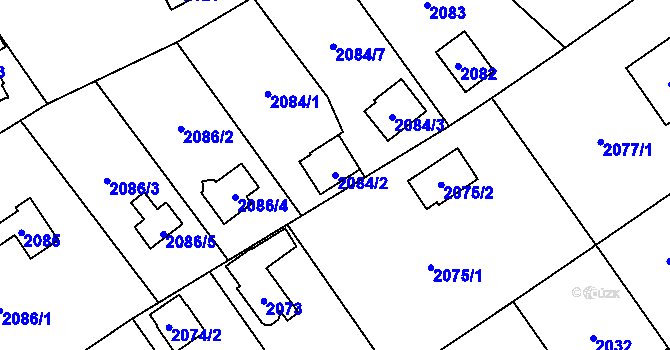Parcela st. 2084/2 v KÚ Bolevec, Katastrální mapa