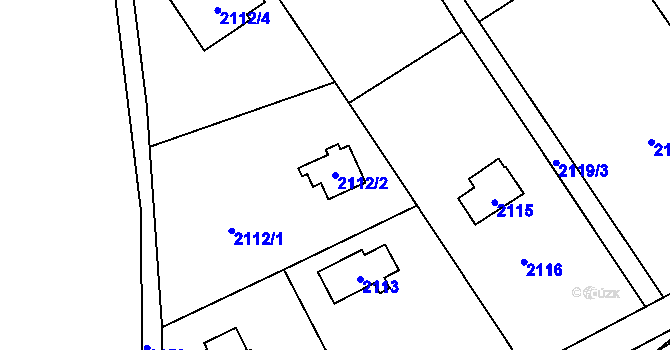 Parcela st. 2112/2 v KÚ Bolevec, Katastrální mapa