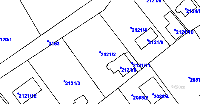 Parcela st. 2121/2 v KÚ Bolevec, Katastrální mapa