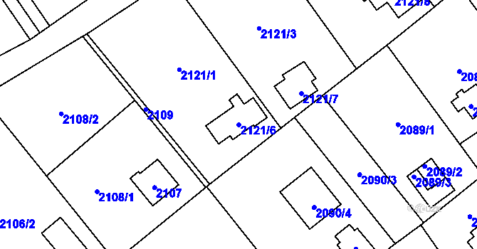 Parcela st. 2121/6 v KÚ Bolevec, Katastrální mapa