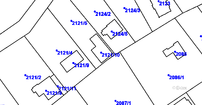 Parcela st. 2121/10 v KÚ Bolevec, Katastrální mapa