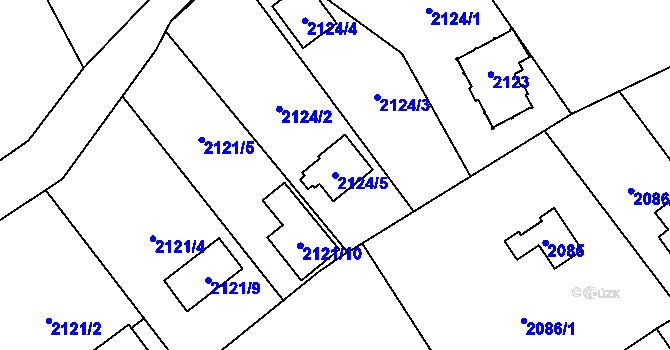 Parcela st. 2124/5 v KÚ Bolevec, Katastrální mapa