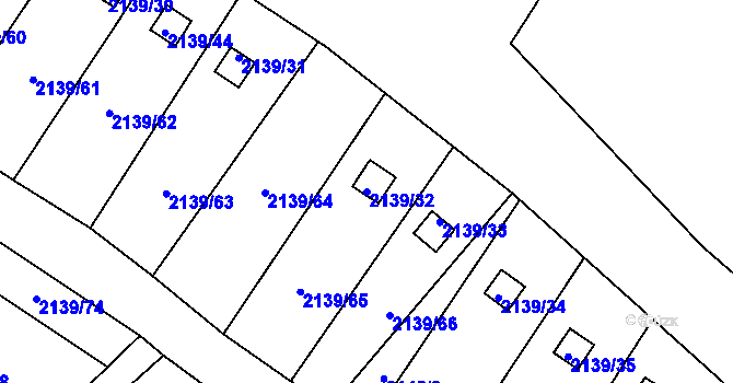 Parcela st. 2139/32 v KÚ Bolevec, Katastrální mapa