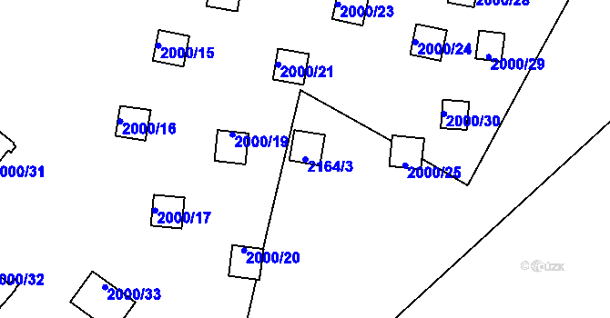 Parcela st. 2164/3 v KÚ Bolevec, Katastrální mapa