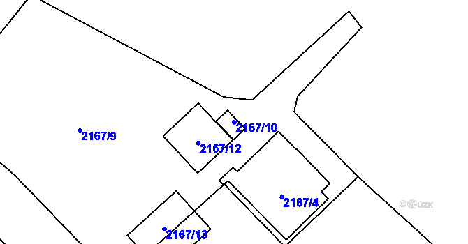 Parcela st. 2167/10 v KÚ Bolevec, Katastrální mapa