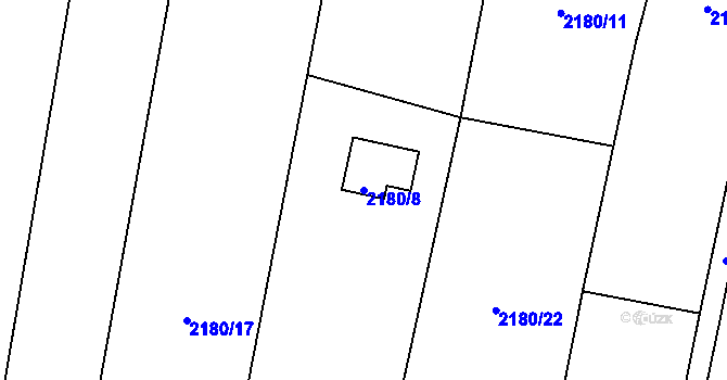 Parcela st. 2180/8 v KÚ Bolevec, Katastrální mapa