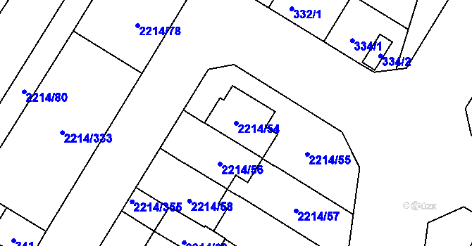Parcela st. 2214/54 v KÚ Bolevec, Katastrální mapa