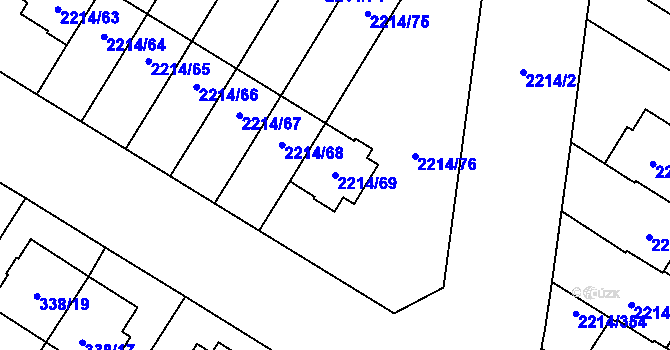 Parcela st. 2214/69 v KÚ Bolevec, Katastrální mapa