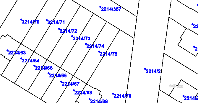 Parcela st. 2214/75 v KÚ Bolevec, Katastrální mapa
