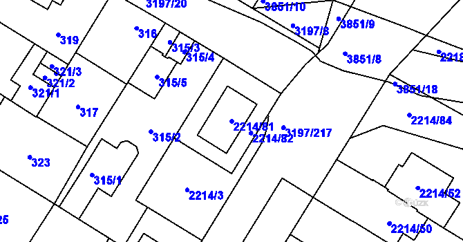 Parcela st. 2214/81 v KÚ Bolevec, Katastrální mapa
