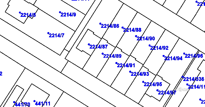Parcela st. 2214/89 v KÚ Bolevec, Katastrální mapa