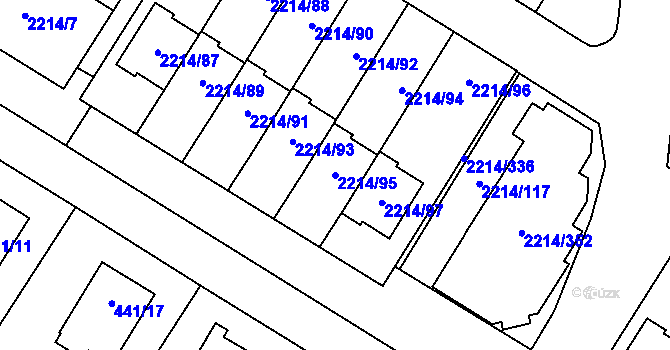 Parcela st. 2214/95 v KÚ Bolevec, Katastrální mapa