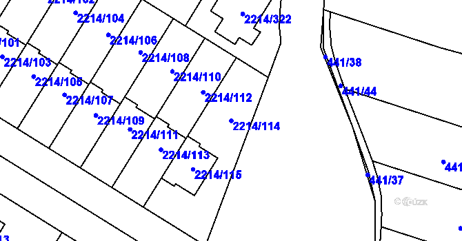 Parcela st. 2214/114 v KÚ Bolevec, Katastrální mapa