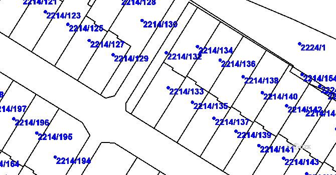 Parcela st. 2214/133 v KÚ Bolevec, Katastrální mapa