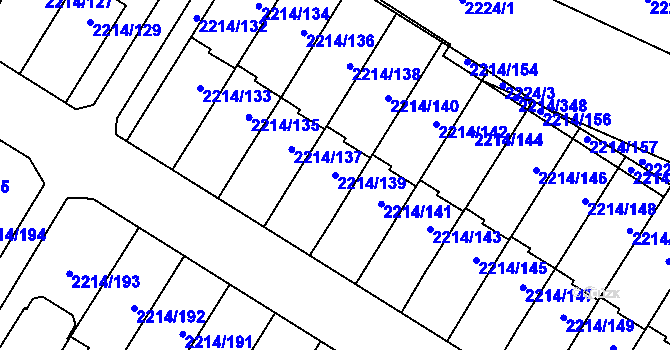 Parcela st. 2214/139 v KÚ Bolevec, Katastrální mapa