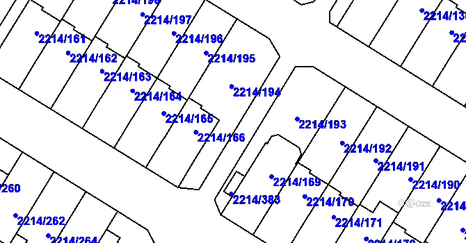 Parcela st. 2214/167 v KÚ Bolevec, Katastrální mapa