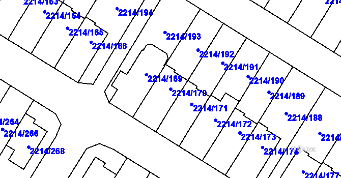 Parcela st. 2214/170 v KÚ Bolevec, Katastrální mapa