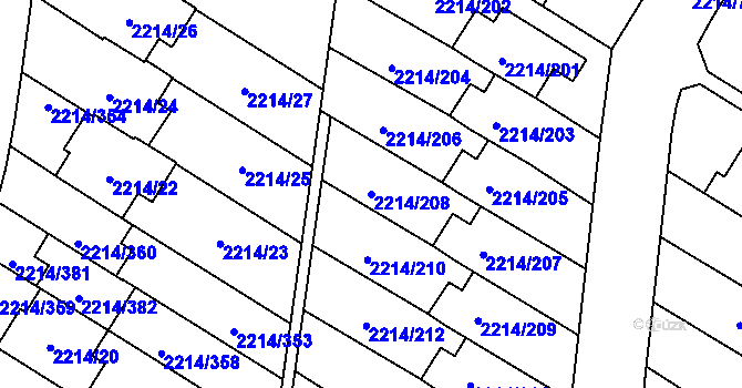 Parcela st. 2214/208 v KÚ Bolevec, Katastrální mapa
