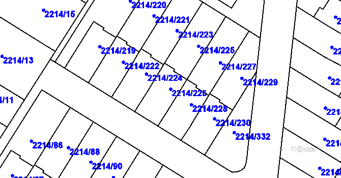 Parcela st. 2214/226 v KÚ Bolevec, Katastrální mapa