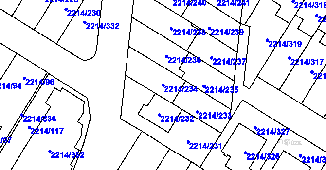 Parcela st. 2214/234 v KÚ Bolevec, Katastrální mapa