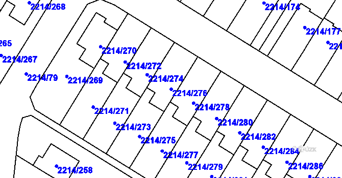 Parcela st. 2214/276 v KÚ Bolevec, Katastrální mapa