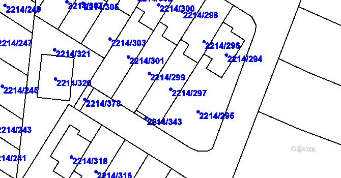 Parcela st. 2214/297 v KÚ Bolevec, Katastrální mapa