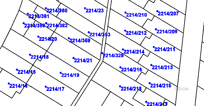 Parcela st. 2214/328 v KÚ Bolevec, Katastrální mapa
