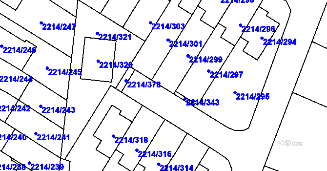 Parcela st. 2214/344 v KÚ Bolevec, Katastrální mapa