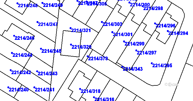 Parcela st. 2214/345 v KÚ Bolevec, Katastrální mapa