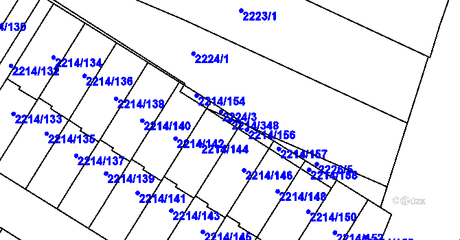 Parcela st. 2214/348 v KÚ Bolevec, Katastrální mapa