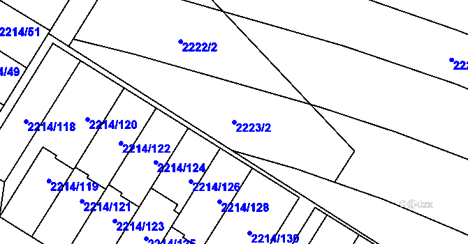 Parcela st. 2223/2 v KÚ Bolevec, Katastrální mapa