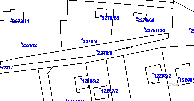 Parcela st. 2278/5 v KÚ Bolevec, Katastrální mapa