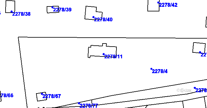 Parcela st. 2278/11 v KÚ Bolevec, Katastrální mapa